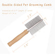 Dog Cat Pet Comb Double Sided Grooming Brush Metal Comb For Loosening Up Removing Mats Debris Tangles And Knots Wooden Handle Stainless Steel Tooth Perfect For Pets