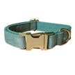 Lake Green Flannel Gold Buckle Dog Collar Double Layer