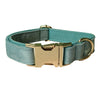Lake Green Flannel Gold Buckle Dog Collar Double Layer