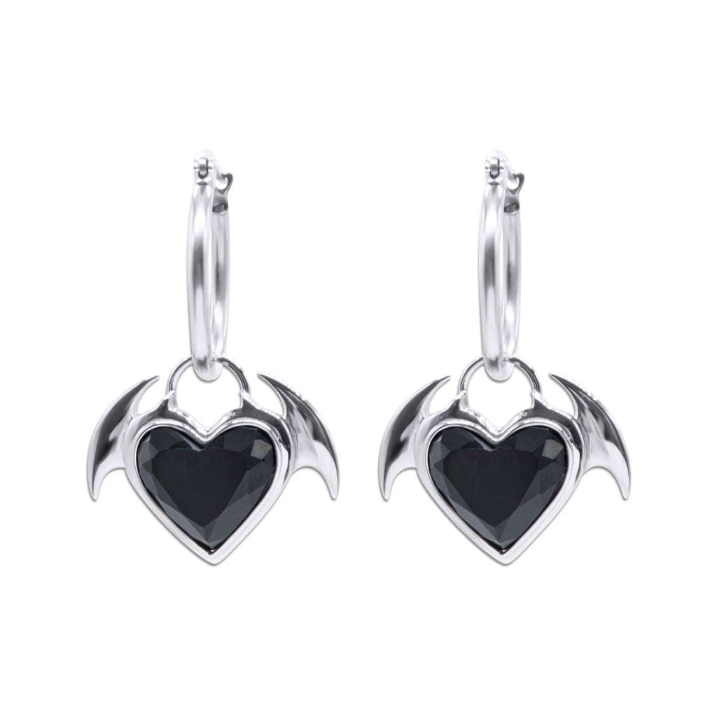 Nocturnal Succubus Heart Hoop Earrings
