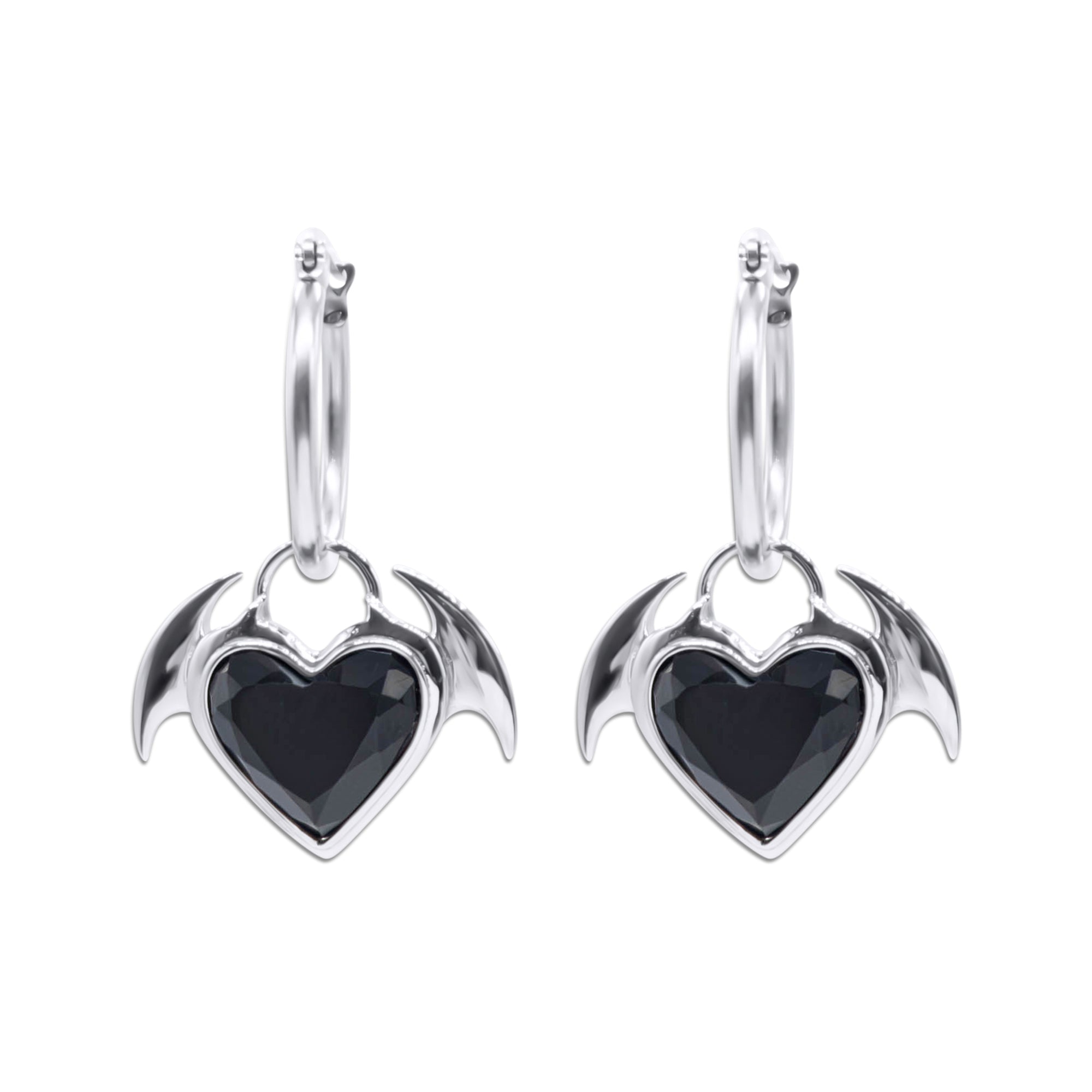 Nocturnal Succubus Heart Hoop Earrings