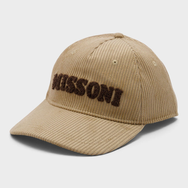 Casquette à logo en velours côtelé beige