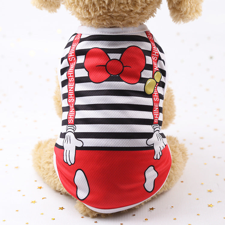Ropa de verano fina con dibujos animados para mascotas