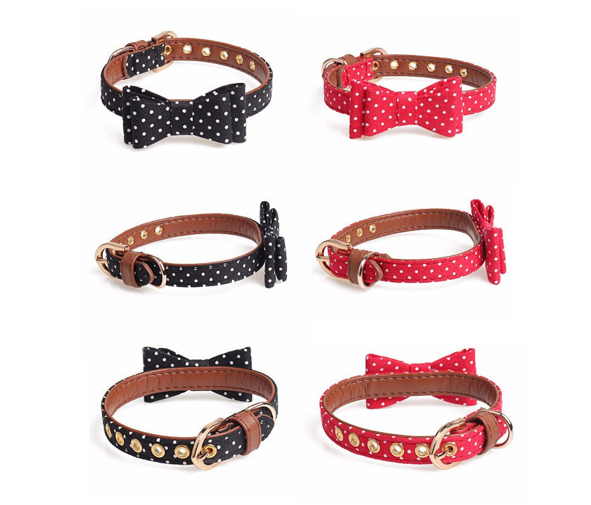 Collar con lazo de lunares para mascotas