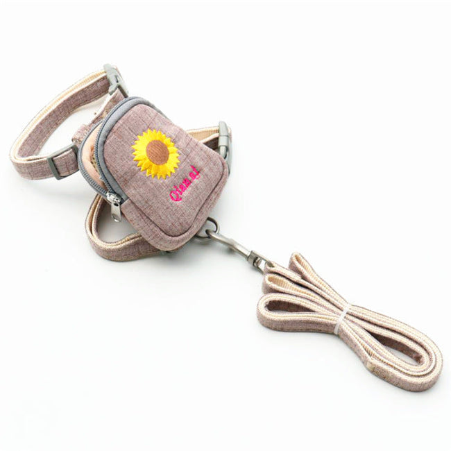 Korean Embroidered Pet Backpack Leash Chest Strap