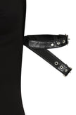 Necessary Evil Aphrodite Plunge Cowl Neck Top - Faux Leather Gothic Going Out Top