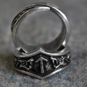 Tiwaz Letter T Rune Ring - Adjustable