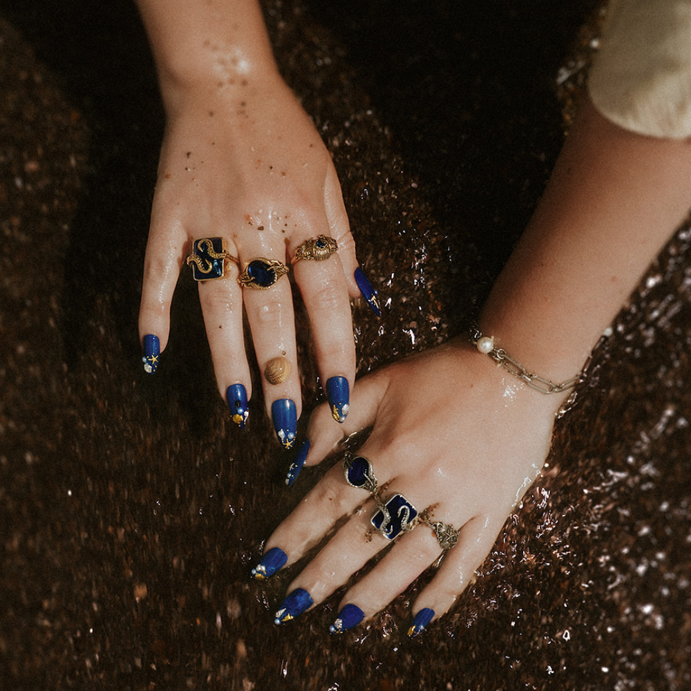 Kraken’s Embrace Blue Stone Gold Ring