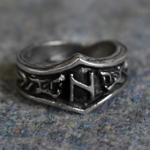 Hagalaz Letter H Rune Ring - Adjustable