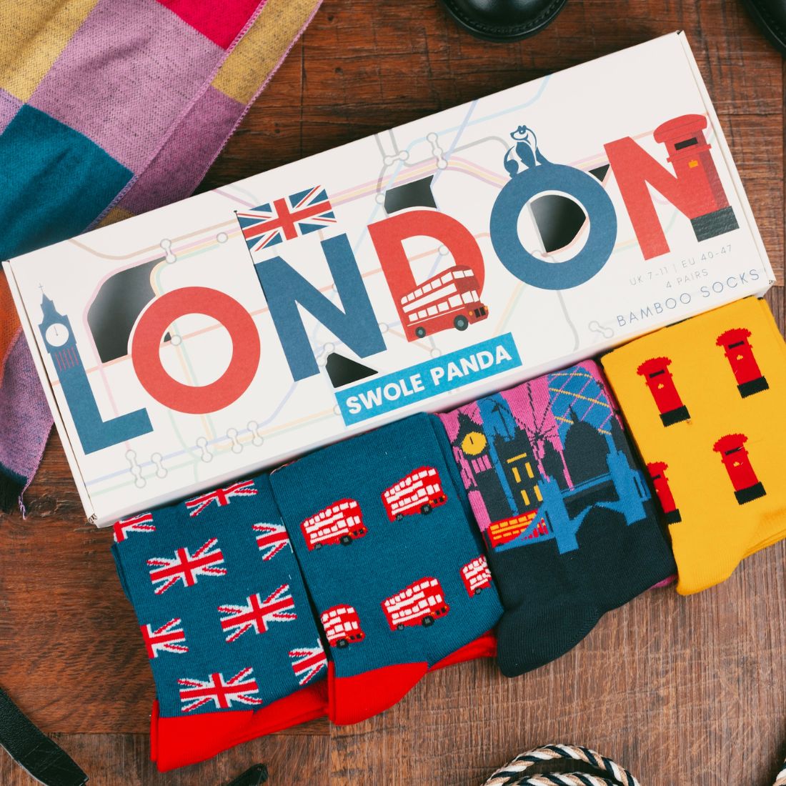 London Sock Box - 4 Pairs of Bamboo Socks (His)