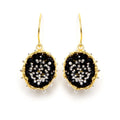 Dance of Stamens Medium Earring, Gold Plated Hollow Bezel with Black Spinel