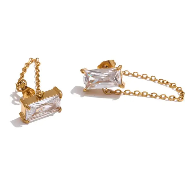 Cleo Luxe 18 Karat vergoldete Ohrringe mit transparenten Schmuckketten