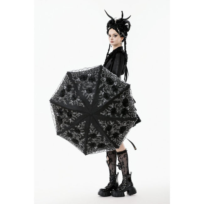 Dark in Love Belladonna Embroidered Folding Parasol