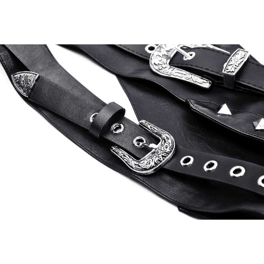 Dark in Love Elvira Faux Leather Layered Goth Waist Belt