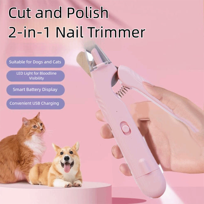 2-in-1 Pet-Nagelschere mit LED-Licht, spezielle Blutschnur-Schere für Hunde und Katzen, multifunktionaler Pfoten-Nageltrimmer für Tiere, Haustierbedarf