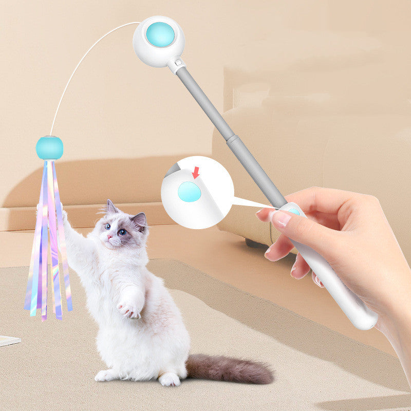 NEUES 2-in-1 einziehbares Katzenstabspielzeug Schwerkraft-Haustierlaser-Reizkatzenstock selbst Hallo Spielzeug mit Ball