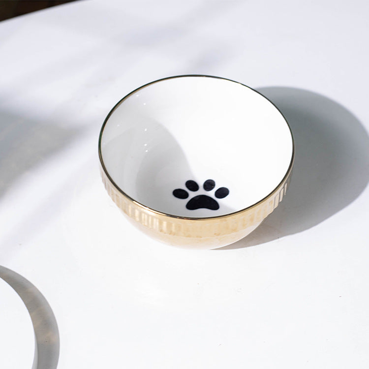Cuenco de cerámica para perros pequeños con boca oblicua, antideslizante