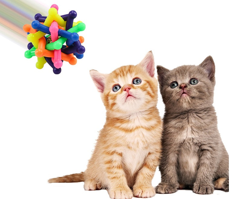 Buntes Haustier-Glöckchen, gewebter Ball, Hund Regenbogen