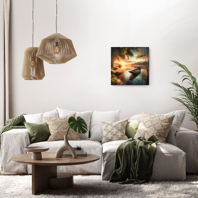 Lakeside Sunset Serenity Canvas
