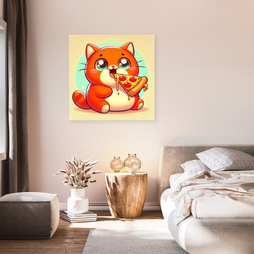 Pizza Loving Cat Canvas