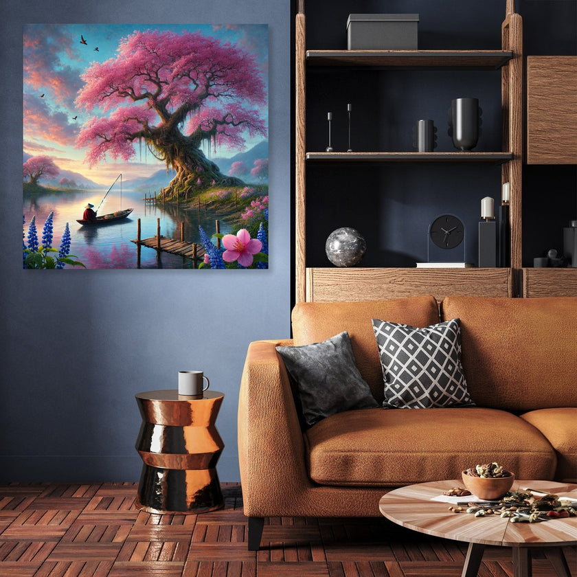 Tranquil Blossom Lake Canvas