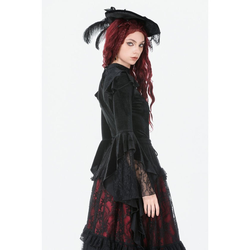 Dark in Love Gothic Velvet Lace High-Neck Top