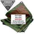 Green/Brown L-Grade Tarpaulin 4m x 4m