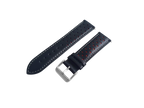 Black And Red Leather Rally Watch Strap, Silver Buckle