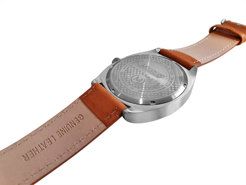 Silver Dial Driver, Black And Red Strap