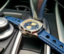 Blue Leather Rally Hole Watch Strap