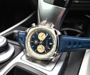 Blue Leather Rally Hole Watch Strap