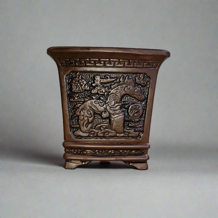 19cm Premium Unglazed Bonsai Pot | Cascade | 19cm x 19cm x 19cm | Brown