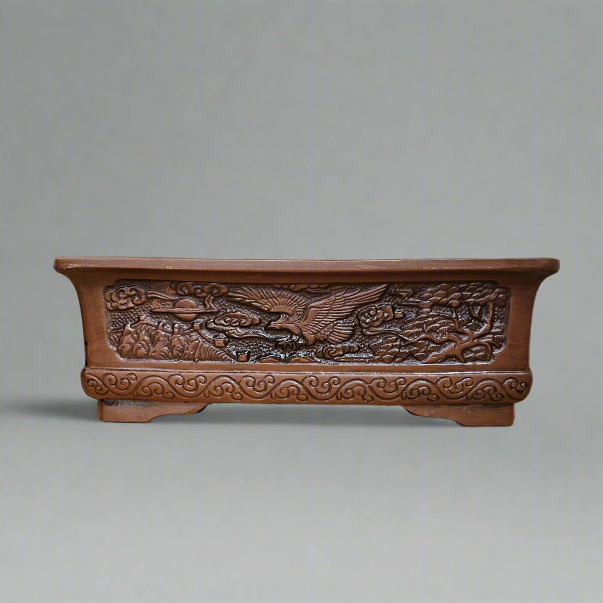 35cm Premium Unglazed Bonsai Pot | Rectangle | 35cm x 25cm x 12cm | Brown