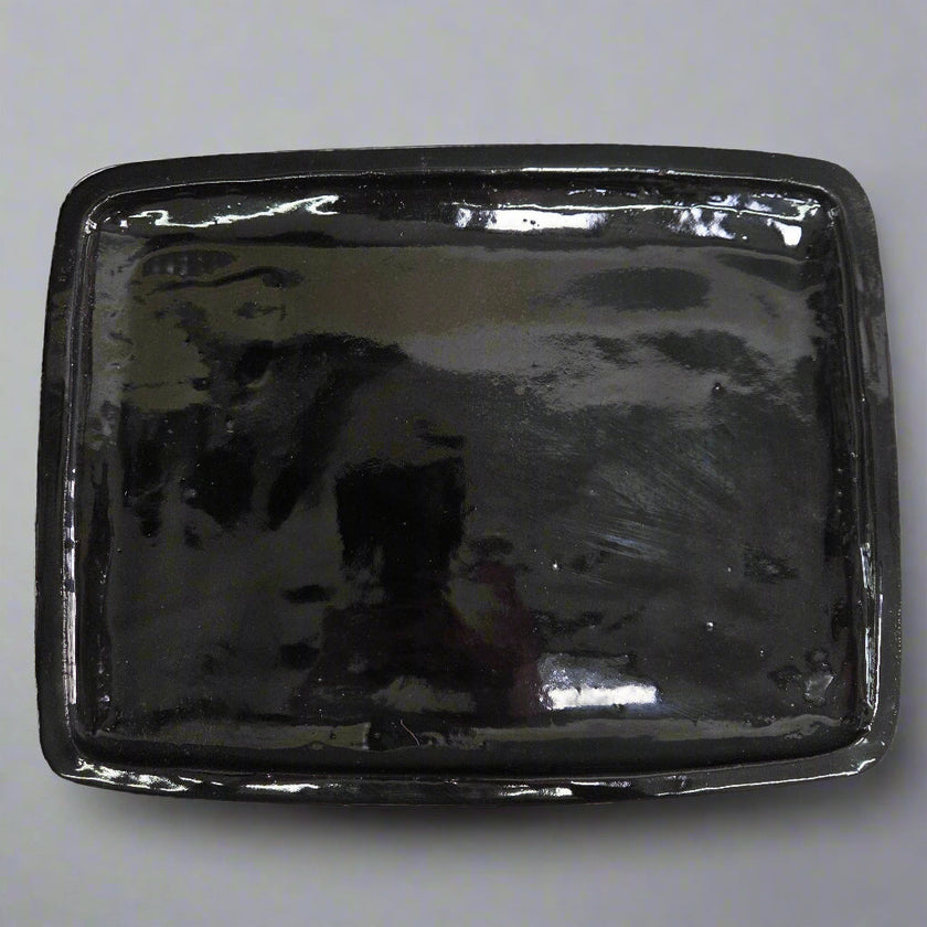 36cm Glazed Bonsai Pot Drip Tray | Rectangle | Black