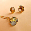 Gold Eclipse Deco Moonstone Studs