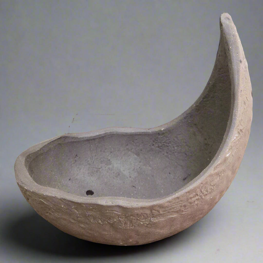 17cm Unglazed Bonsai Pot | Half-Moon | 17cm x 14cm x 15cm | Brown