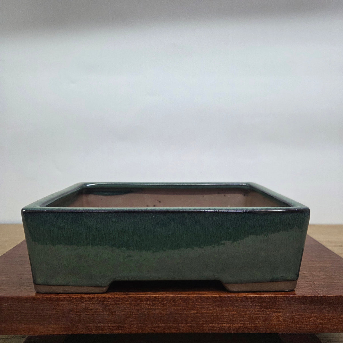 27cm Glazed Bonsai Pot | Rectangle | 27cm x 18cm x 9cm | Dark Green