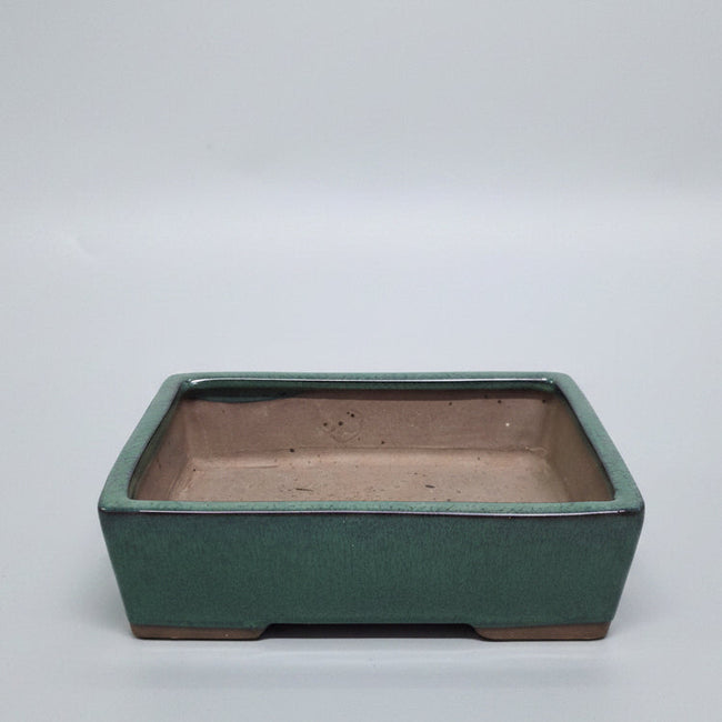 32cm Glazed Bonsai Pot | Rectangle | 32cm x 23cm x 9cm | Dark Green