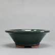 21cm Glazed Bonsai Pot | Round | 21cm x 9cm | Dark Green