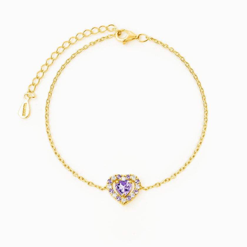 Purple Heart Lavender Amethyst Bracelet in 18k Gold Vermeil