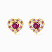 Red Heart Rhodolite Garnet Stud Earrings in 18k Gold Vermeil