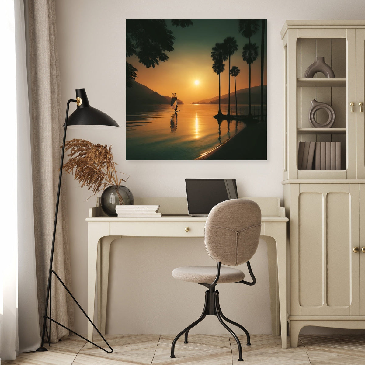 Lakeside Dusk Solitude Canvas