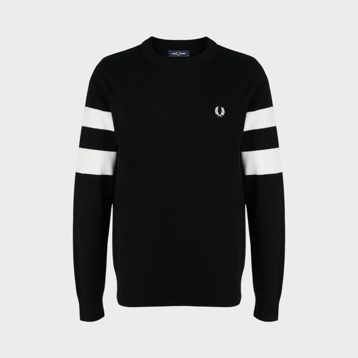 Ringer Embroidered Cotton Sweatshirt Black
