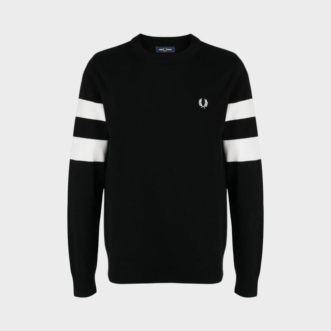 Ringer Embroidered Cotton Sweatshirt Black