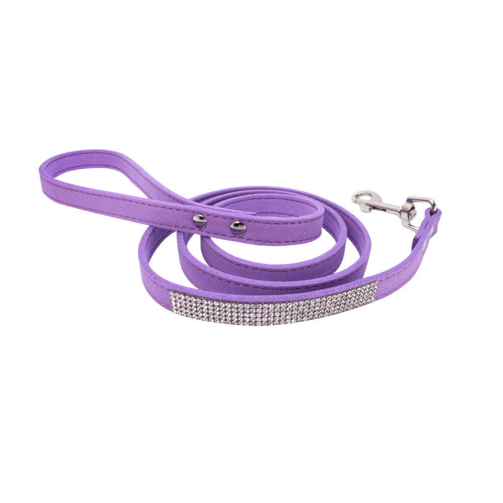 Adjustable Suede Leather Dog Collar Leash Set