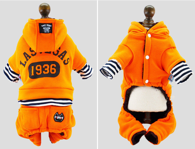 Dog Winter Thick Striped Fake Two-piece Suit