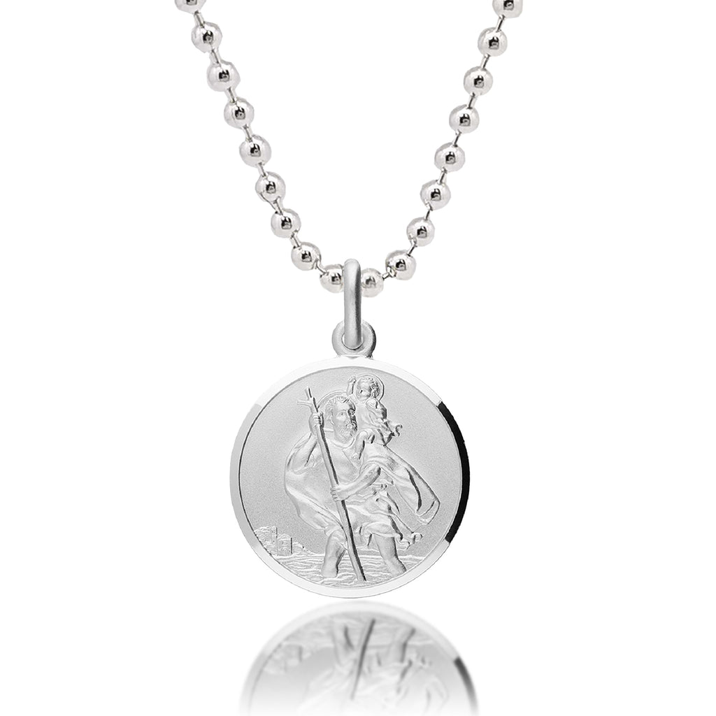 Classic St Christopher Necklace Sterling Silver 20mm