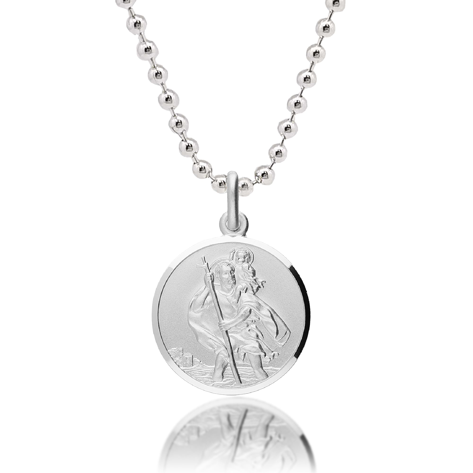 Classic St Christopher Necklace Sterling Silver 20mm
