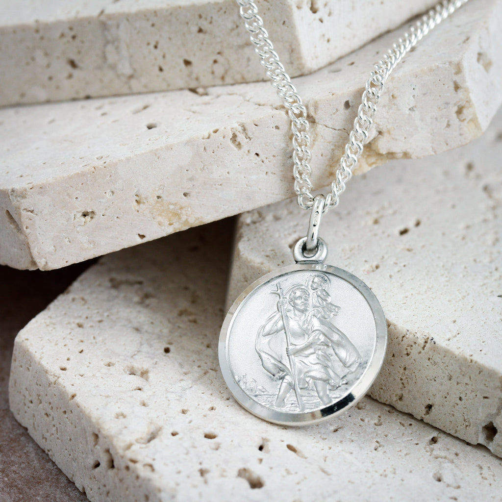 Classic St Christopher Necklace Sterling Silver 20mm