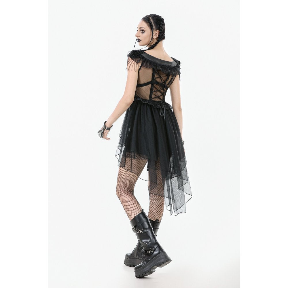 Dark in Love Seraphina Tiered Mesh & Ruffle Goth Layer Dress